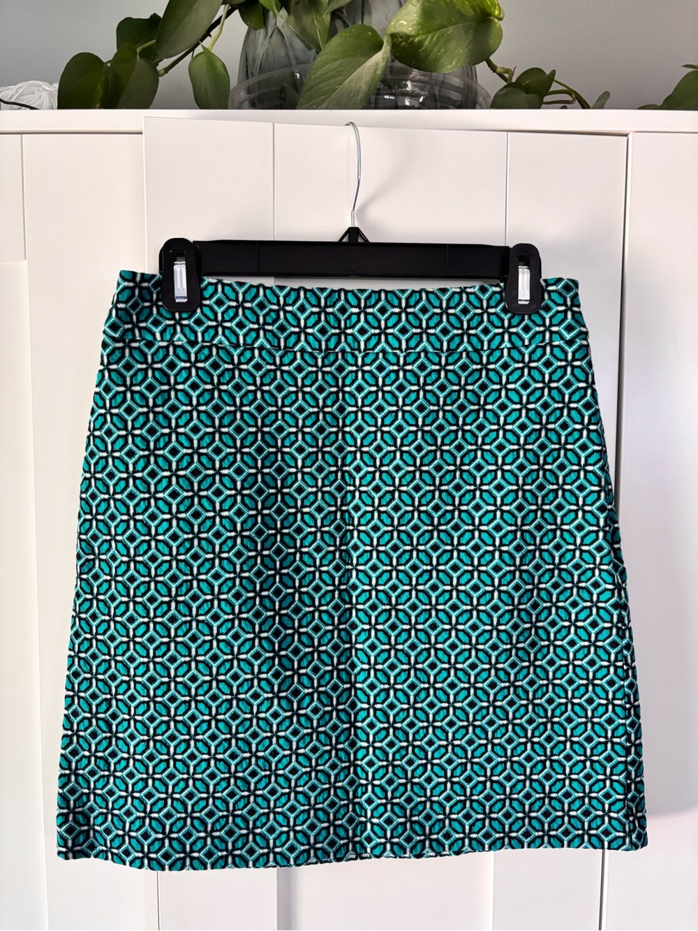 LOFT Teal Geometric A-Line Mini Skirt
